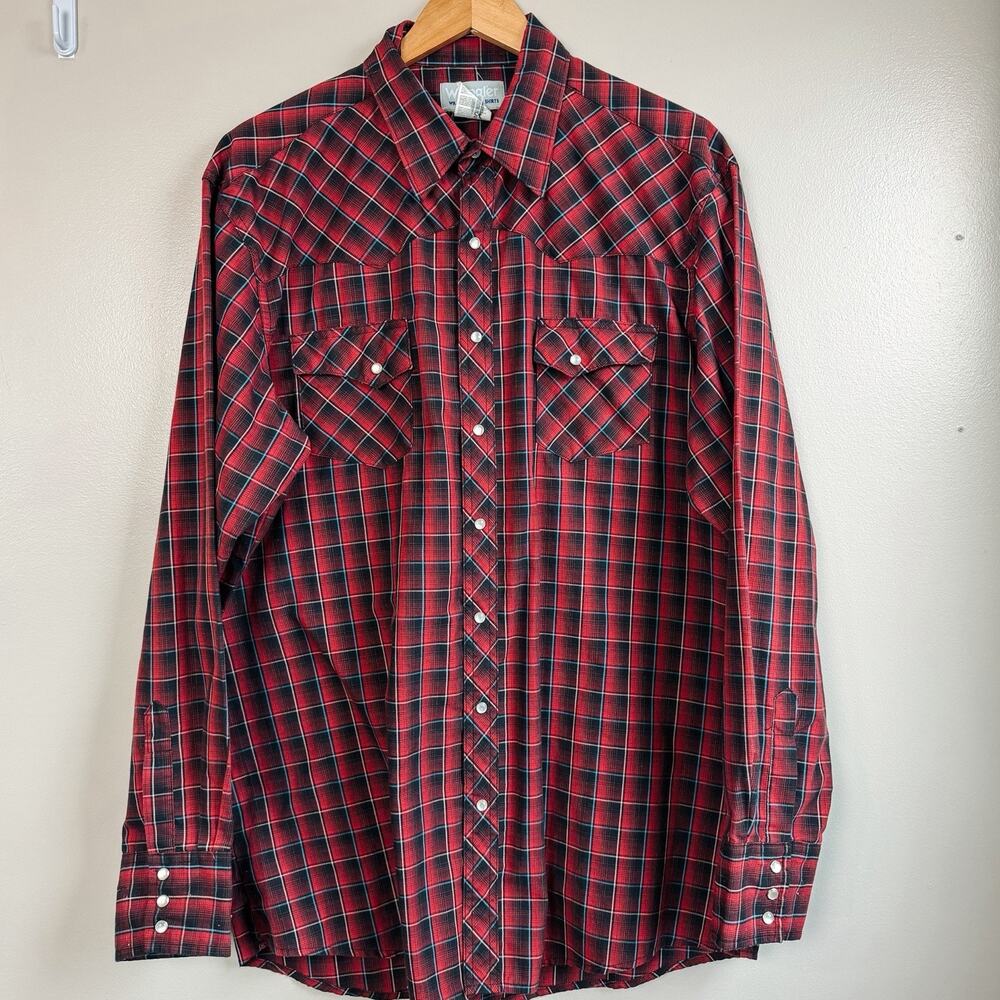 Wrangler Wrancher Plaid Western Pearl Snap Shirt Men’s XL Tall